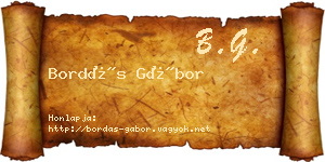 Bordás Gábor névjegykártya